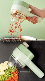 4-in-1 Handheld Electric Vegetable Cutter Set | Cordless Food Chopper & Slicer
