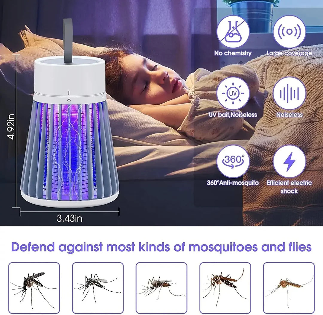 Rechargeable Electric Mosquito Killer Lamp with LED Light – Silent & Safe Insect Zapper for Home & Outdoor Use (Multi-Color)