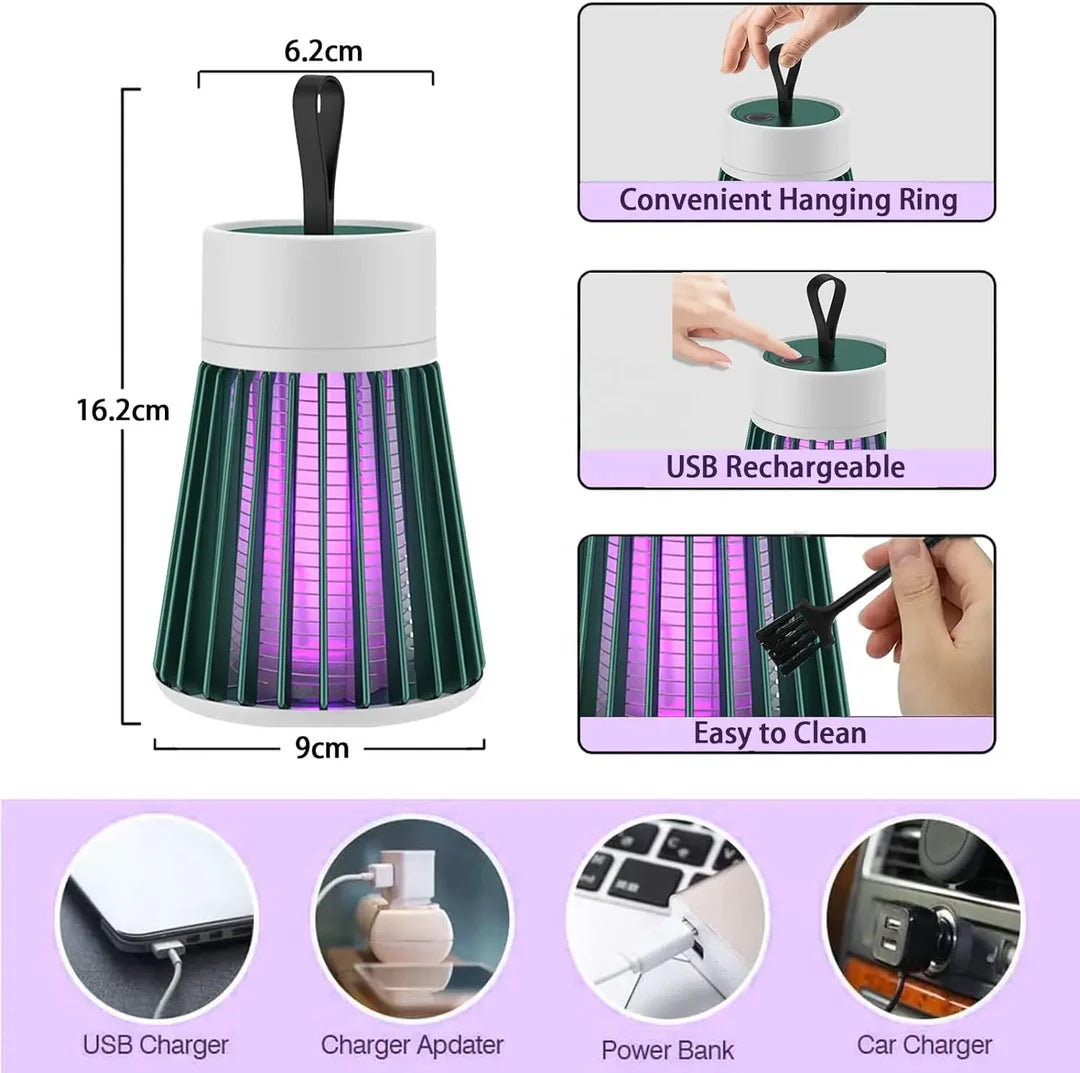 Rechargeable Electric Mosquito Killer Lamp with LED Light – Silent & Safe Insect Zapper for Home & Outdoor Use (Multi-Color)